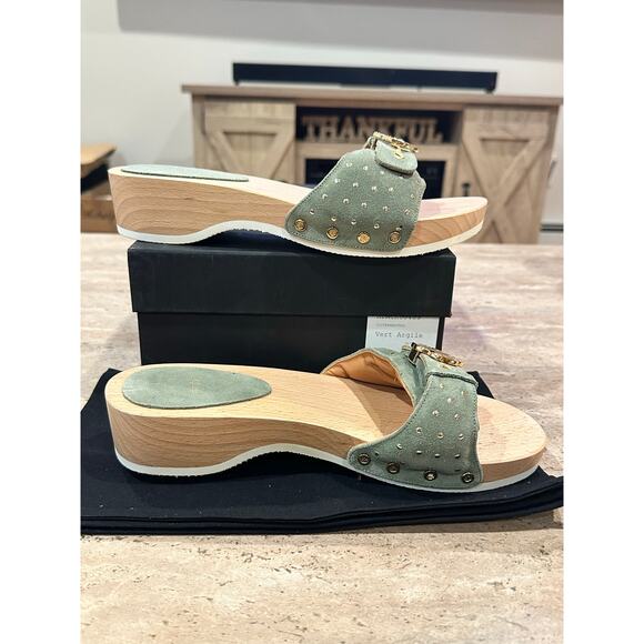 NEW In Box Maje Clover Logo Green Natural Sandals size 38 - Picture 7 of 8